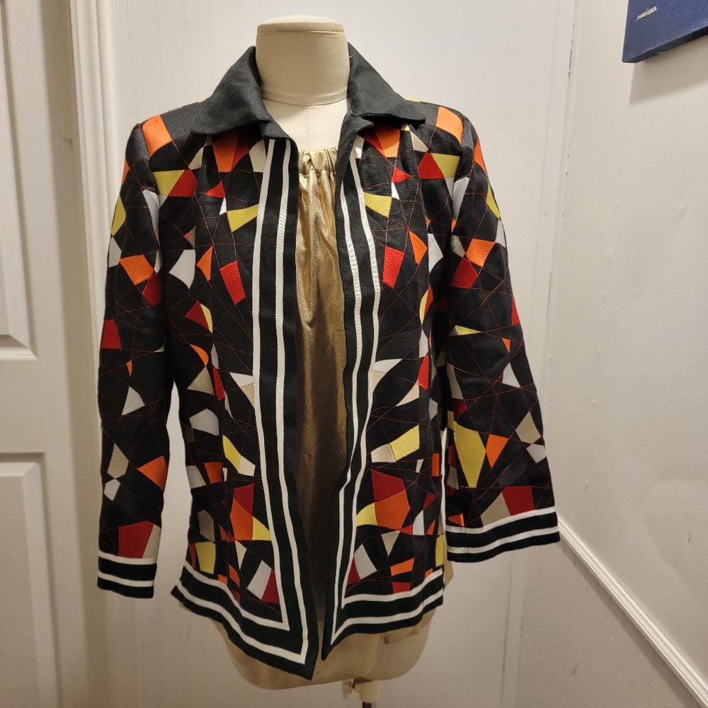 Linen With Rayon Multi Color Jacket By Linda Alla… - image 1